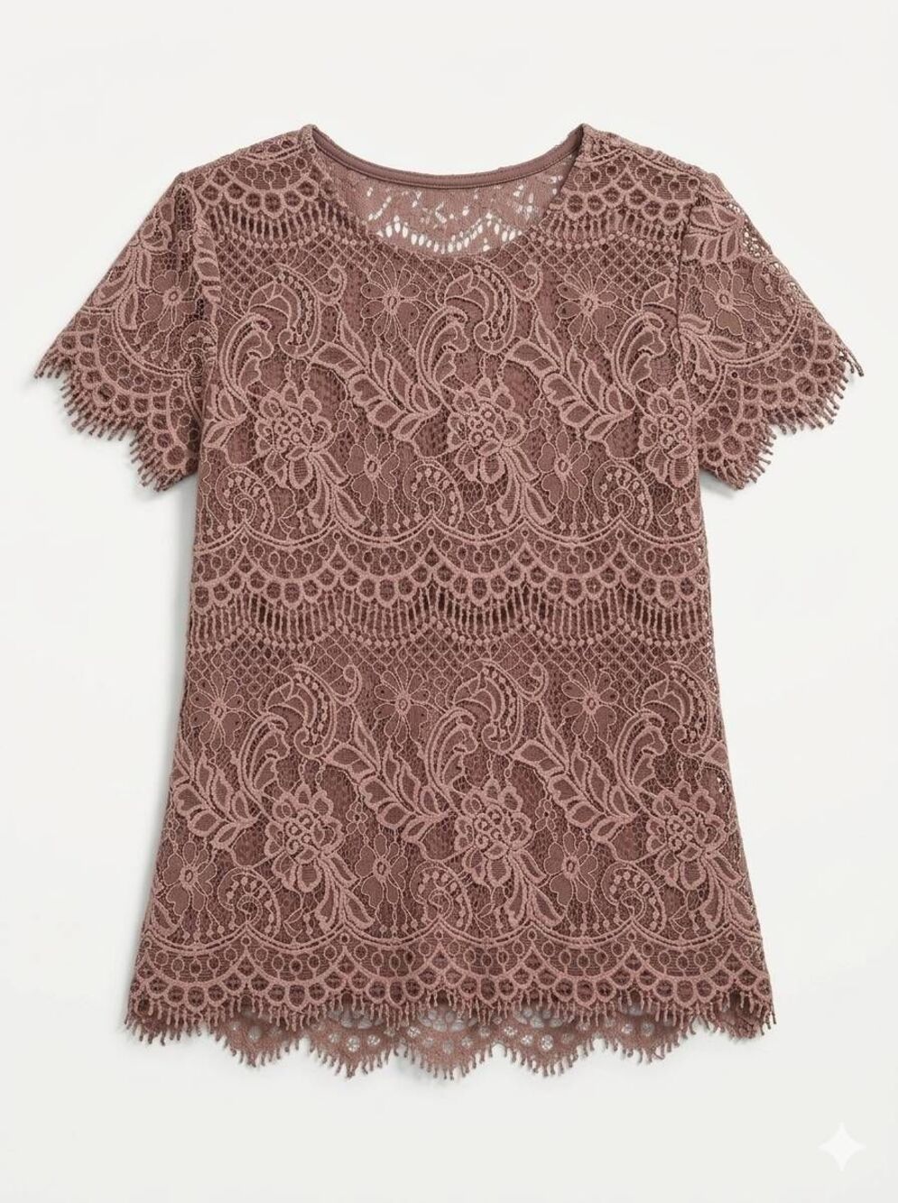 🔺️Maurices Twilight Lavender Split Back Lacy Short Sleeve Top Medium